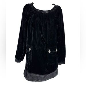 Bensoni dress size 2 black‎ velour wool blend embroidered dress STUNNING 🖤🖤